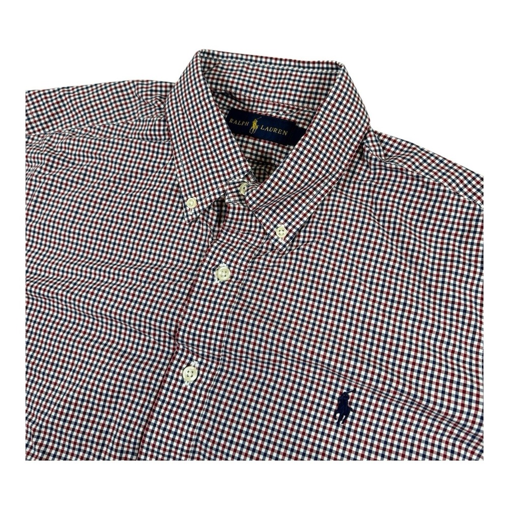 Ralph Lauren Men's L Red Plaid Long Sleeve Button Front Shirt‎